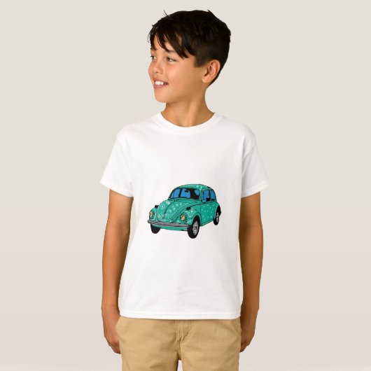 Blauwe Hippie Auto Hanes TAGLESS T-shirt (Voorkant volledig)