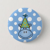 Blauwe Hippo Button (Voorkant)
