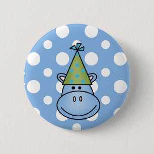 Blauwe Hippo Button