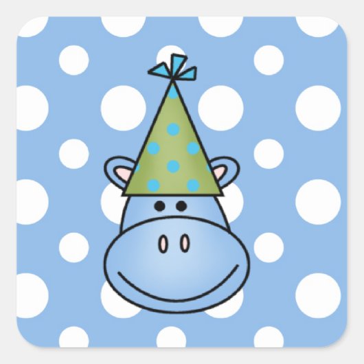 Blauwe Hippo Stickers (Voorkant)