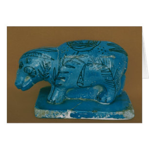 Blauwe hippopotamus met zwarte decoratie