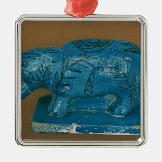 Blauwe hippopotamus met zwarte decoratie (Voorkant)