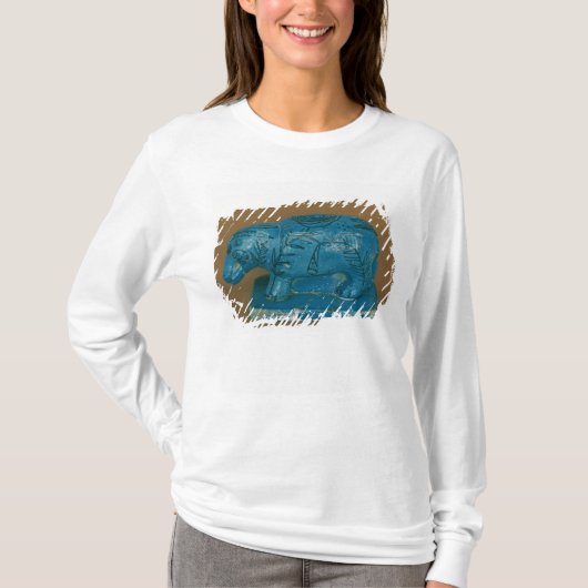 Blauwe hippopotamus met zwarte decoratie t-shirt (Voorkant)