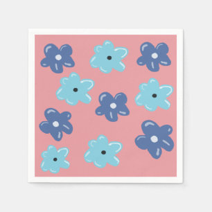 Blauwe hippy bloemen servet