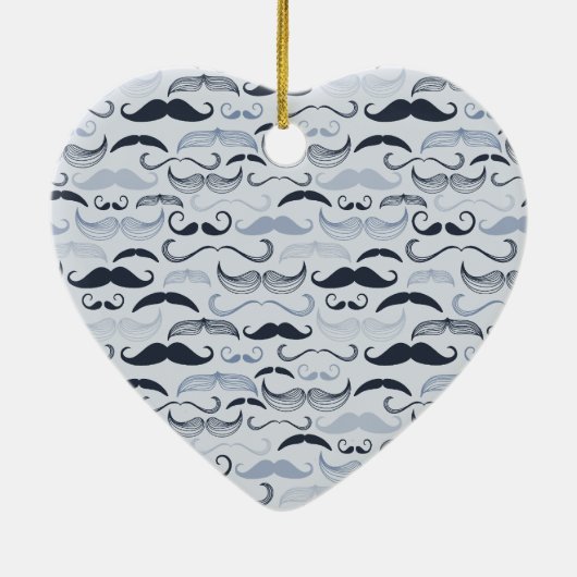 Blauwe Hipster snorren Keramisch Ornament (Achterkant)