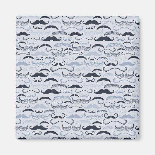 Blauwe Hipster snorren Magneet (Voorkant)