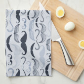 Blauwe Hipster snorren Theedoek (Quarter Fold)