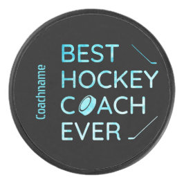 Blauwe hockeycoach ooit bevroren hockey puck