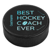Blauwe hockeycoach ooit bevroren hockey puck (3/4)