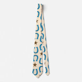 Blauwe Hoefijzer Bruine Sheriff Ster Vintage Rusti Stropdas (Voorkant)
