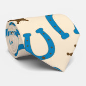 Blauwe Hoefijzer Bruine Sheriff Ster Vintage Rusti Stropdas (Opgerold)