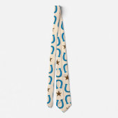 Blauwe Hoefijzer Bruine Sheriff Ster Vintage Rusti Stropdas (Achterkant)