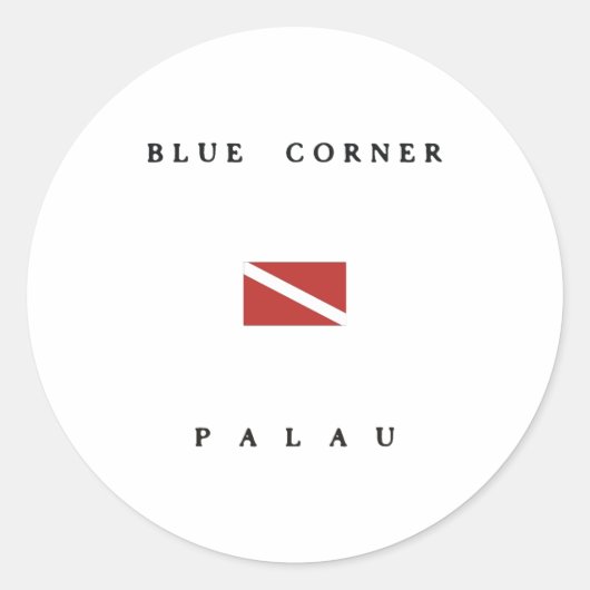 Blauwe Hoek Palau Duikvlag Ronde Sticker (Voorkant)