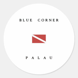 Blauwe Hoek Palau Duikvlag Ronde Sticker