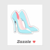 Blauwe hoge hakken sticker (Vel)