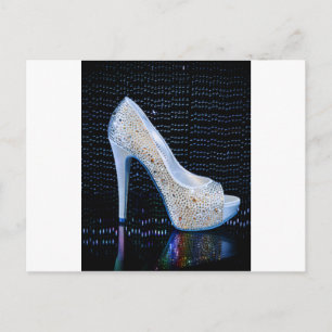 Blauwe hoge hiel briefkaart