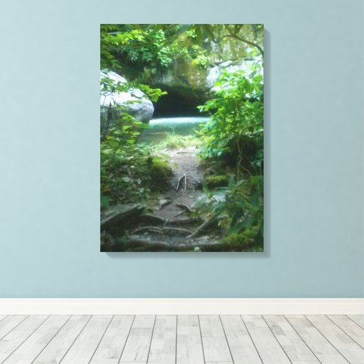 Blauwe hol canvas afdruk (Insitu (Houten vloer))