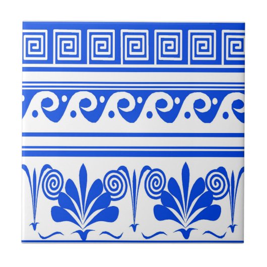 Blauwe Hollandse Golven Bloemen Tegeltje (Voorkant)