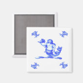 Blauwe Hollandse Zeemeermin Oud Magneet (Voorkant / Achterkant)