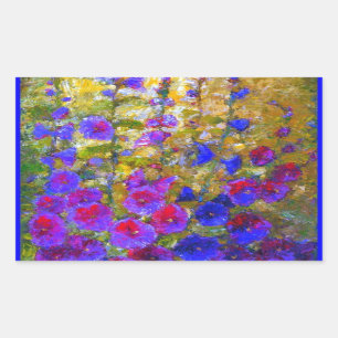 Blauwe Hollyhocks tuin van Sharles Rechthoekige Sticker