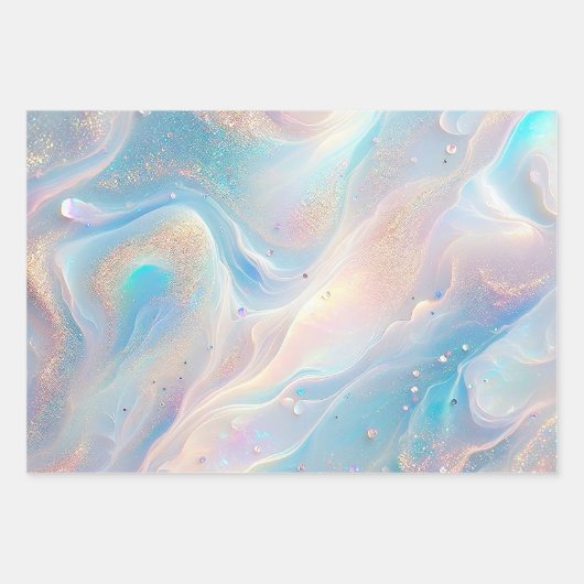 Blauwe Holografische Opal Glitter Make-up, Schoonh Inpakpapier Vel (Voorkant 2)