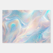 Blauwe Holografische Opal Glitter Make-up, Schoonh Inpakpapier Vel (Voorkant)