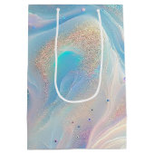 Blauwe Holografische Opal Glitter Make-up, Schoonh Medium Cadeauzakje (Achterkant)