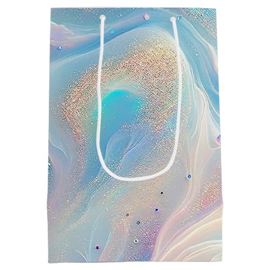 Blauwe Holografische Opal Glitter Make-up, Schoonh Medium Cadeauzakje (Achterkant)