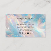 Blauwe Holografische Opal Glitter Make-up, Schoonh Visitekaartje (Achterkant)