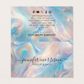 Blauwe Holografische Opal Glitter Make-up, Schoonh Visitekaartje (Buitenkant ongevouwen)