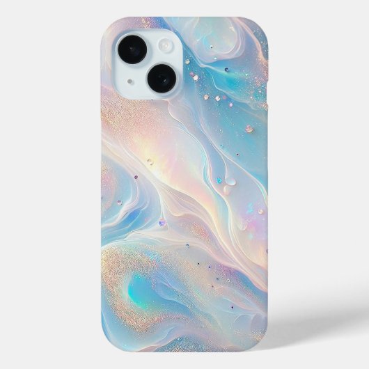 Blauwe Holografische Opal Gouden Glitter Case-Mate iPhone Case (Achterkant)