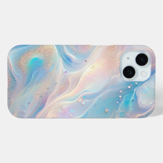 Blauwe Holografische Opal Gouden Glitter Case-Mate iPhone Case (Achterkant (horizontaal))