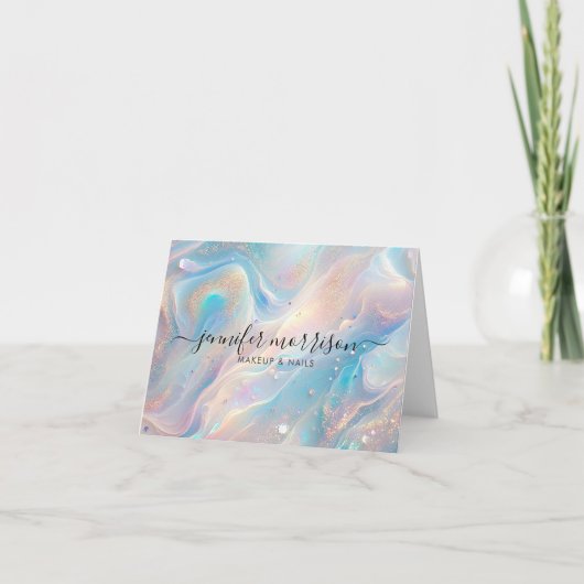 Blauwe Holografische Opal Gouden Glitter Gepersona Kaart (Voorkant)