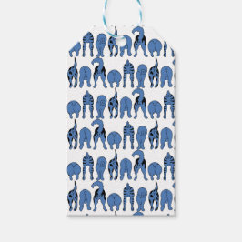 Blauwe Hond Billen Patroon Cadeaulabel