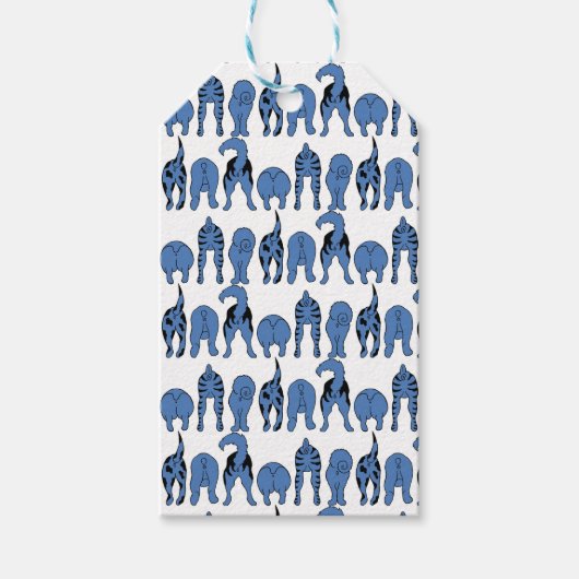 Blauwe Hond Billen Patroon Cadeaulabel (Voorkant)