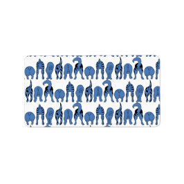 Blauwe Hond Billen Patroon Etiket