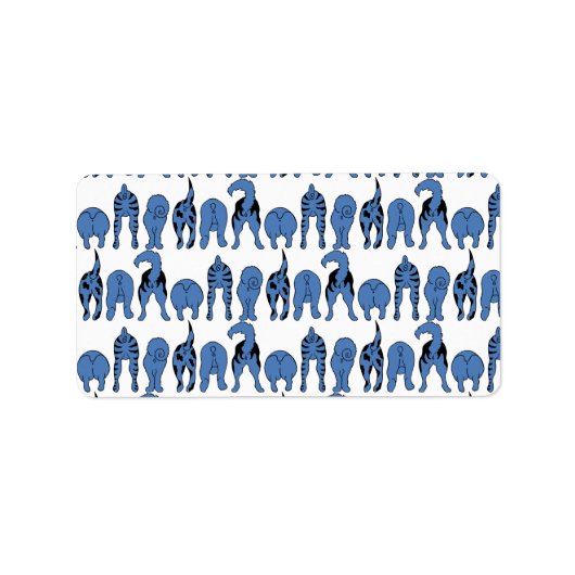 Blauwe Hond Billen Patroon Etiket (Voorkant)