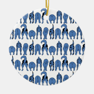 Blauwe Hond Billen Patroon Keramisch Ornament