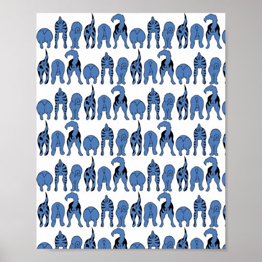 Blauwe Hond Billen Patroon Poster (Voorkant)