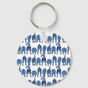 Blauwe Hond Billen Patroon Sleutelhanger