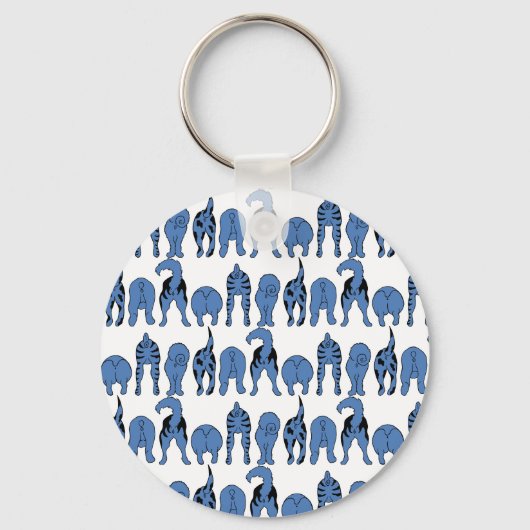 Blauwe Hond Billen Patroon Sleutelhanger (Voorkant)