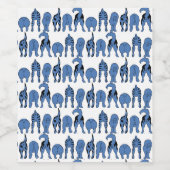 Blauwe Hond Billen Patroon Wijn Etiket (Enkel label)