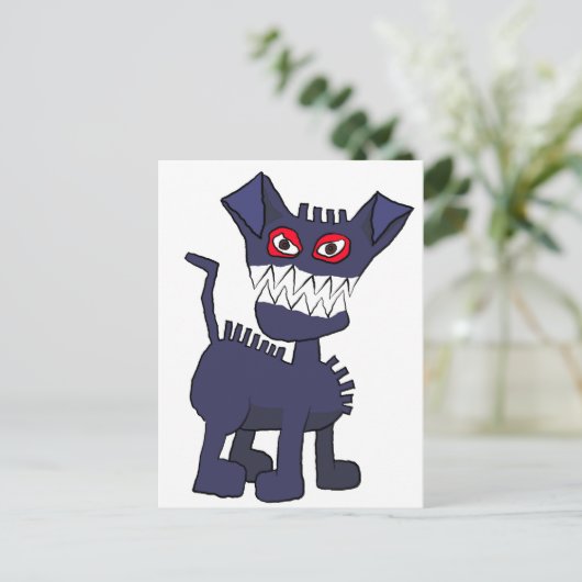 blauwe hond briefkaart (Staand voorkant)