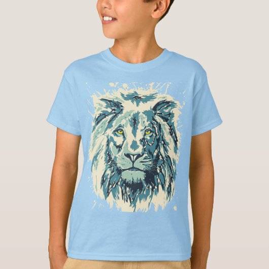 Blauwe hond | Colorful Retro Lion Head T-shirt (Voorkant)