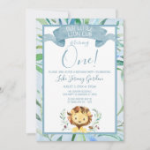 Blauwe hond eerste verjaardag kaart (Voorkant)