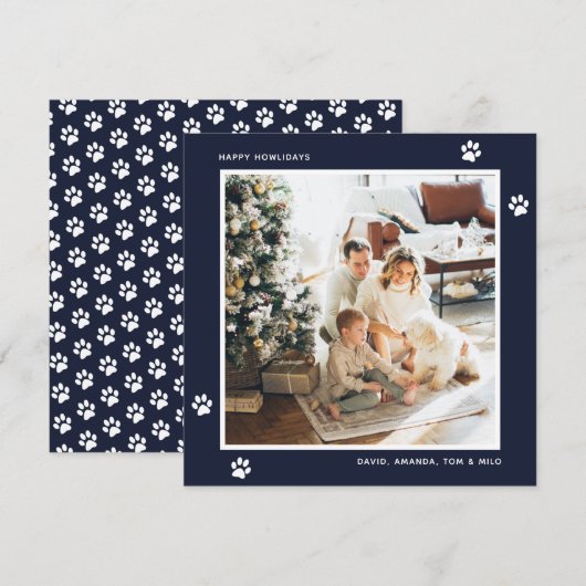 Blauwe hond eigenaar poogt moderne foto feestdagenkaart (Voorkant / Achterkant)