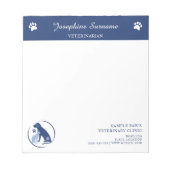 Blauwe hond en kat Logo met aangepaste tekst diere Notitieblok (Voorkant)