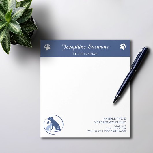 Blauwe hond en kat Logo met aangepaste tekst diere Notitieblok