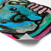 blauwe hond en meisje poster (Hoek)