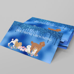 Blauwe Hond Grooming Glitter Huisdier Diensten  Visitekaartje